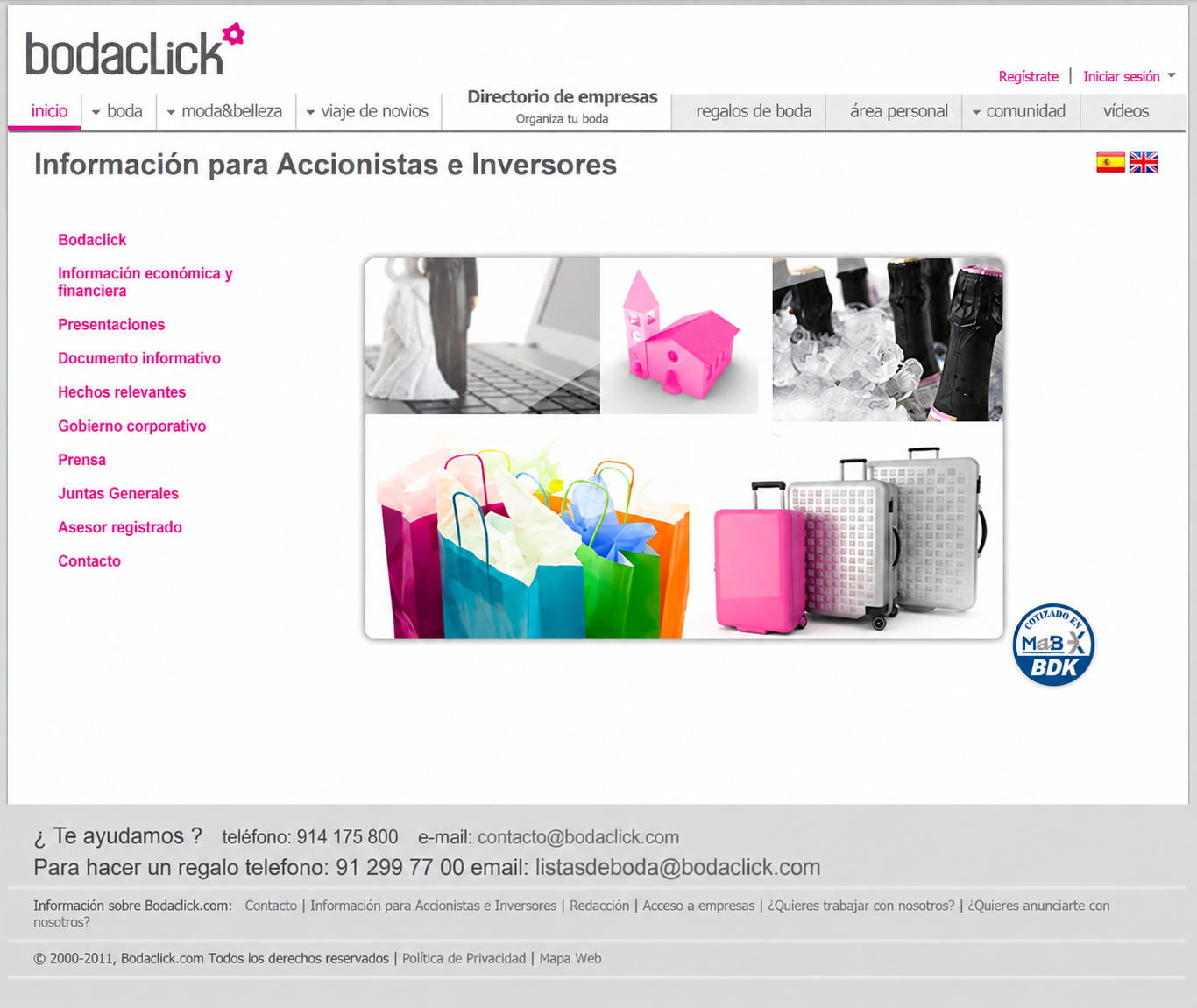 Bodaclick shareholder and investor information page