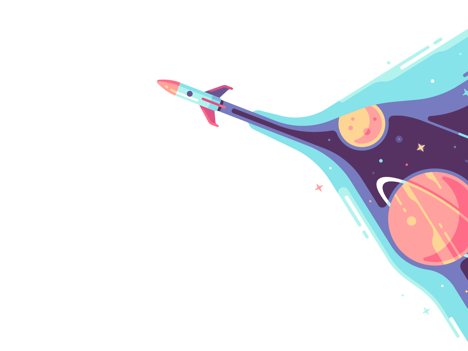 Illustration of a rocket, current image of Digital Marketing